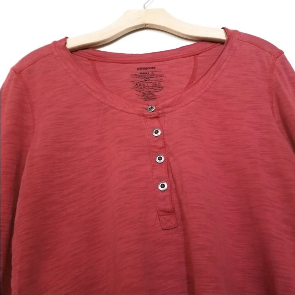 NEW Patagonia Organic Cotton Long-Sleeved Necessity Henley Top Red XL - Picture 3 of 6